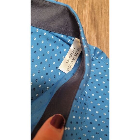 Mens Shirt Casual Dress Blue Pattern FRANKY MAX Button Up Front Large - Picture 5 of 7